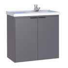 Gabinete De Banheiro Montado Em Madeira Cinza 60cm Aster C/ L