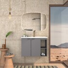 Gabinete De Banheiro Montado Em Madeira Cinza 80cm Aster C/ L