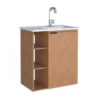 Gabinete De Banheiro Montado Em Madeira Jequitibá 60cm Sem Pé