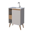 Gabinete De Banheiro Montado Em Madeira Jequitibá/nude 60cm C