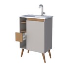 Gabinete De Banheiro Montado Em Madeira Jequitibá/nude 60cm C