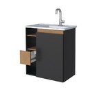 Gabinete De Banheiro Montado Em Madeira Jequitibá/preto 60cm