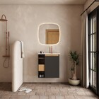 Gabinete De Banheiro Montado Em Madeira Jequitibá/preto 60cm