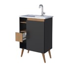 Gabinete De Banheiro Montado Em Madeira Jequitibá/preto 60cm