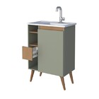 Gabinete De Banheiro Montado Em Madeira Jequitibá/verde 60cm