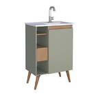 Gabinete De Banheiro Montado Em Madeira Jequitibá/verde 60cm