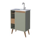 Gabinete De Banheiro Montado Em Madeira Jequitibá/verde 60cm