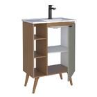 Gabinete De Banheiro Montado Em Madeira Jequitibá/verde 60cm