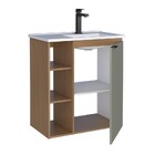 Gabinete De Banheiro Montado Em Madeira Jequitibá/verde 60cm