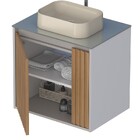 Gabinete De Banheiro Montado Em Madeira Nude 60cm Sem Cuba Tu