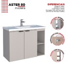 Gabinete De Banheiro Montado Em Madeira Nude 80cm Aster C/ La