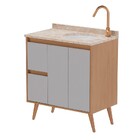 Gabinete De Banheiro Montado Em Madeira Nude Danúbio C/ Pé Co