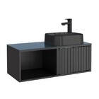 Gabinete De Banheiro Montado Em Madeira Ripada Preto 80cm Sem