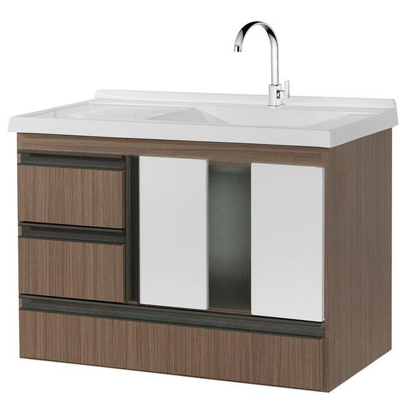 Gabinete De Banheiro New Espanha 80cm Revest/branco