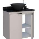 Gabinete De Banheiro Nude Em Madeira Com Tampo Em Granito E S