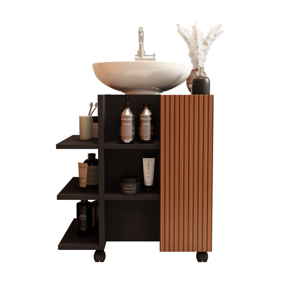 Gabinete De Banheiro Para Pia De Coluna Com Prateleiras Class