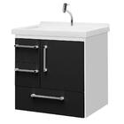 Gabinete De Banheiro Porto Alegre 60cm Cor:branco-preto