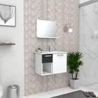 Gabinete De Banheiro Preto Em Aço Com Espelheira E Lavatório