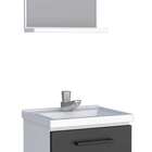 Gabinete De Banheiro Preto Em Aço Com Espelheira E Lavatório