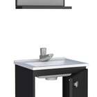 Gabinete De Banheiro Preto Em Aço Com Espelheira E Lavatório