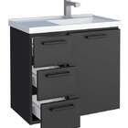 Gabinete De Banheiro Preto Em Aço Com Lavatório Ameixa Cozimax