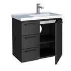 Gabinete De Banheiro Preto Em Aço Com Lavatório Ameixa Cozimax