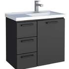 Gabinete De Banheiro Preto Em Aço Com Lavatório Ameixa Cozimax