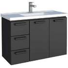 Gabinete De Banheiro Preto Em Aço Com Lavatório Sintético Dam