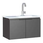 Gabinete De Banheiro Preto Em Aço Com Lavatório Sintético Par