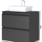 Gabinete De Banheiro Preto Em Aço Com Tampo De Vidro Sem Cuba