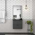 Gabinete De Banheiro Preto Em Aço Com Tampo Em Granito Sem Cu