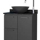 Gabinete De Banheiro Preto Em Aço Com Tampo Granito Sem Cuba