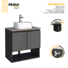 Gabinete De Banheiro Preto Em Aço Com Tampo Mdf E Porta Vidro