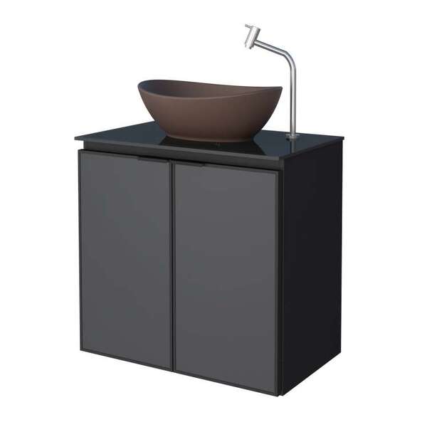 Gabinete De Banheiro Preto Em Aço Porta De Metal Com Tampo De