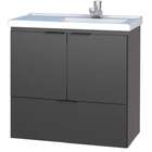 Gabinete De Banheiro Preto Em Madeira Com Lavatório Lis Cozim