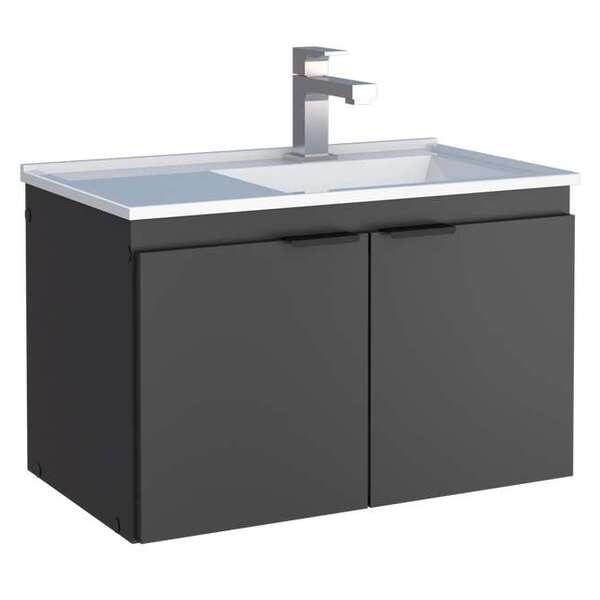 Gabinete De Banheiro Preto Em Madeira Com Lavatório Midi Cozi