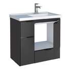 Gabinete De Banheiro Preto Em Madeira Com Lavatório Orquidea