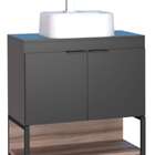 Gabinete De Banheiro Preto Em Madeira Com Tampo Em Mdf Sem Cu