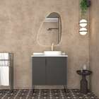 Gabinete De Banheiro Preto Em Madeira Com Tampo Em Porcelanat