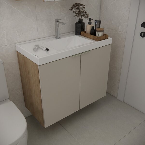 Gabinete De Banheiro Sem Cuba 79,6cm Vittare Carvalho/nude