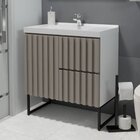 Gabinete De Banheiro Silvie Em Mdf Branco E Santiago Ripado -