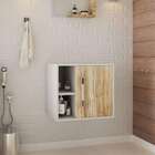 Gabinete De Banheiro Soft 1 Pt Branco Chess E Carvalho 50 Cm