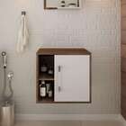 Gabinete De Banheiro Soft 1 Pt Nogal E Branco Chess 50 Cm