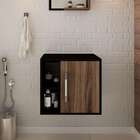 Gabinete De Banheiro Soft 1 Pt Ônix E Nogal 50 Cm