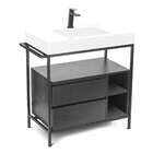 Gabinete De Banheiro Steel Wood 2 Gv Branco E Preto