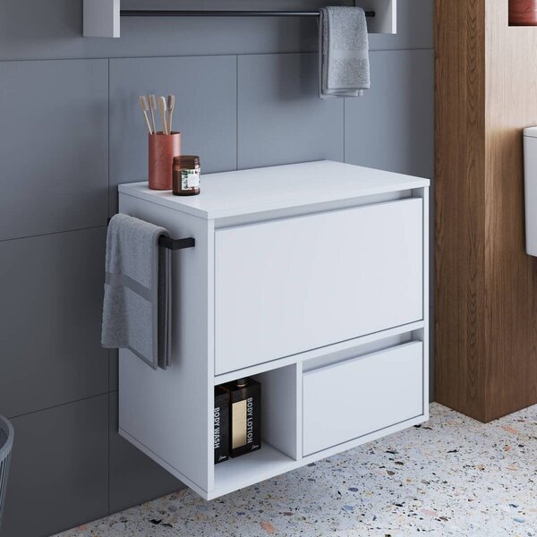 Gabinete De Banheiro Suspenso 60cm Com 1 Nicho 1 Toalheiro 1