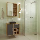 Gabinete De Banheiro Suspenso 68cm Com Balcão 1 Porta 1 Gavet