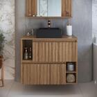 Gabinete De Banheiro Suspenso 75cm Luiza Com 02 Portas Bascul