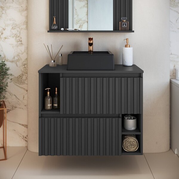 Gabinete De Banheiro Suspenso 75cm Luiza Com 2 Portas Bascula