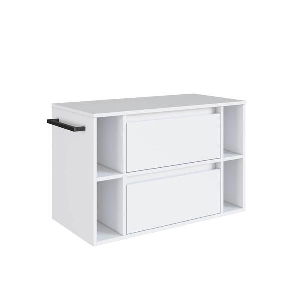 Gabinete De Banheiro Suspenso 80cm Branco 4 Nichos 1 Toalheir